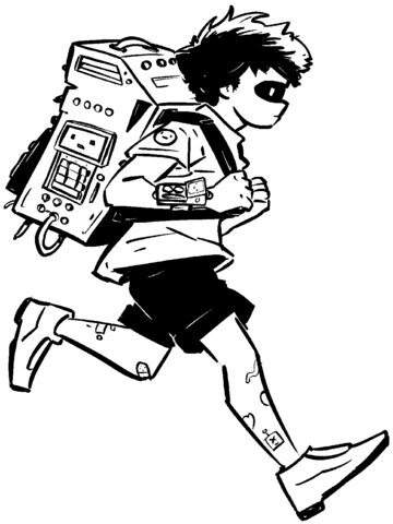 Bionic Boy Running Coloring Page